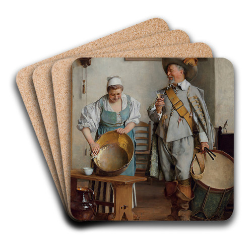 A Drink For The Drummer by Eduard Charlemont Art Drink Coaster set