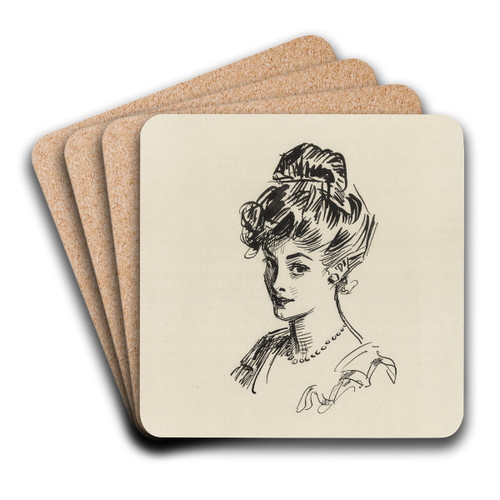 Untitled by Charles Dana Gibson Art Drink Coaster set