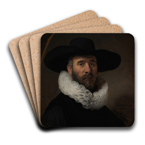 Portrait of Dirck Jansz. Pesser by Rembrandt van Rijn Art Drink Coaster set