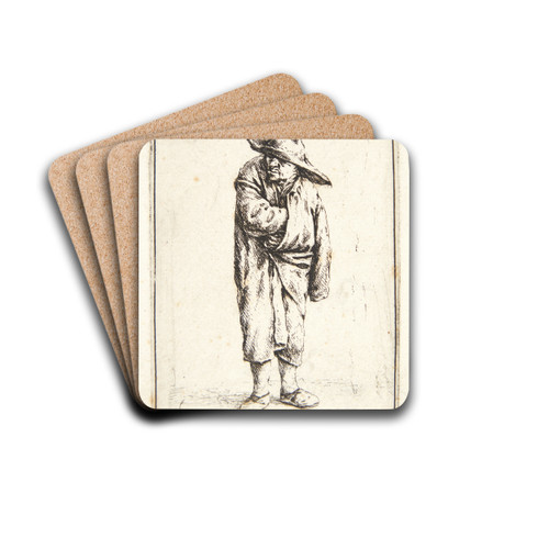 Farmer with one hand in his coat by Adriaen van Ostade Drink Coasters - set of 4
