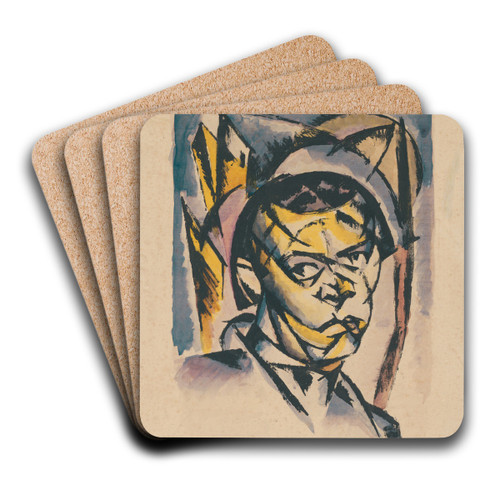Man's head by Gejza Schiller Art Drink Coaster set