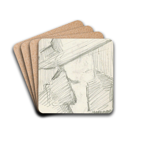Portret van een vrouw met een hoed by Reijer Stolk Drink Coasters - set of 4