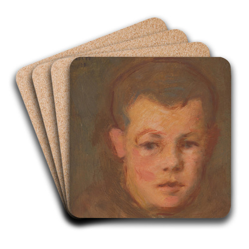 Boy's head by Milan Thomka Mitrovsk Art Drink Coaster set