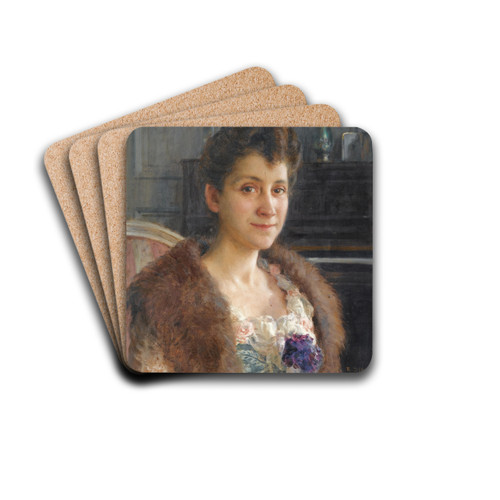 Portrait de Mme C., soeur de l'artiste by tienne Dinet Drink Coasters - set of 4