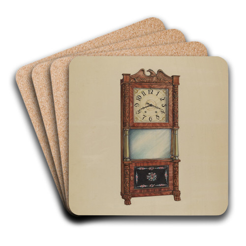 Shelf Clock by Lawrence Phillips Art Drink Coaster set