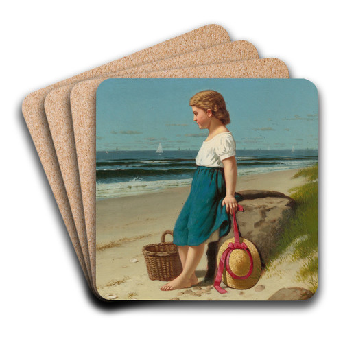 Young Girl At The Seashore by Samuel S. Carr Art Drink Coaster set