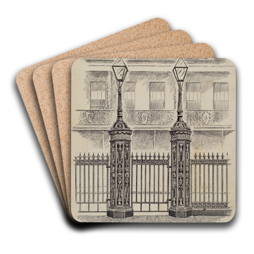 Cast Iron Gate and Fence by Al Curry Art Drink Coaster set Cast Iron Gate and Fence by Al Curry Art Drink Coaster set
