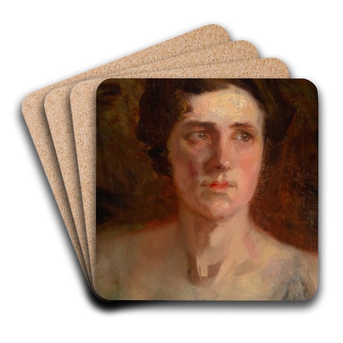 Head Study of a Woman by udovt Pitthordt Art Drink Coaster set