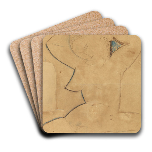 Caryatide au Sein Pointu (Caryatid with PointedBreast) by Amedeo Modigliani Art Drink Coaster set