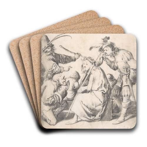 The Mocking of Christ by Pieter Jansz. Quast Art Drink Coaster set