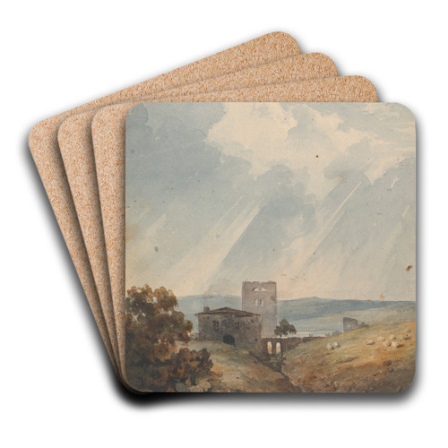 Landscape with Castle, Hills and Mountains by Thomas Sully Art Drink Coaster set