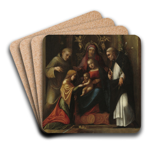 The Mystic Marriage of Saint Catherine by Correggio Art Drink Coaster set
