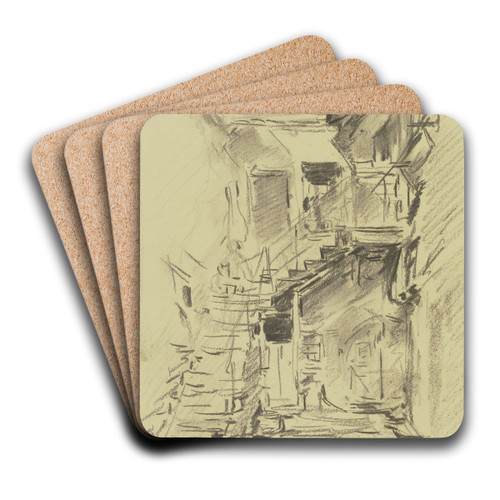 Small farmstead with steep stairs by Anton Burger Art Drink Coaster set