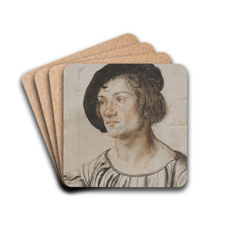 Portrait of a Young Man by Ambrosius Holbein Drink Coasters - set of 4