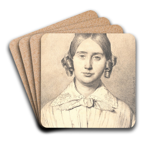 Portrt af kunstnerens hustru, Susanne Cecilie fdt Kbke by Christen Kbke Art Drink Coaster set