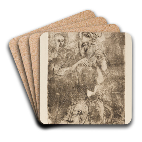 Der Friseur by Ernst Ludwig Kirchner Art Drink Coaster set