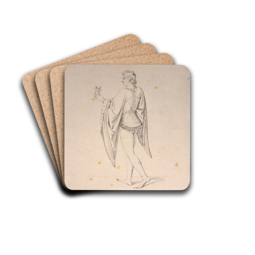 Jeune homme avec fleur en costume XVe s. by Jacques-Raymond Brascassat Drink Coasters - set of 4