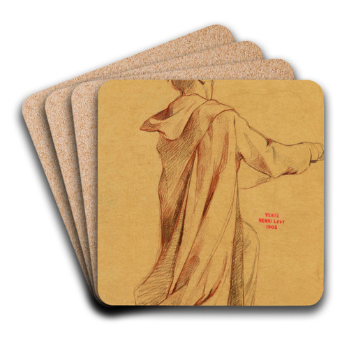 Etude d'un moine agenouill, de dos by Henri Leopold Lvy Art Drink Coaster set