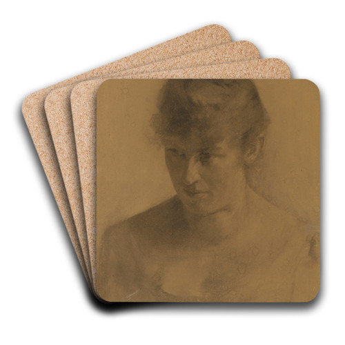 Study of a woman's head by Jozef Hanula Art Drink Coaster set Study of a woman's head by Jozef Hanula Art Drink Coaster set