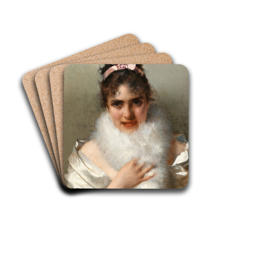 Portrait of a Young Lady by Vittorio Matteo Corcos Drink Coasters - set of 4