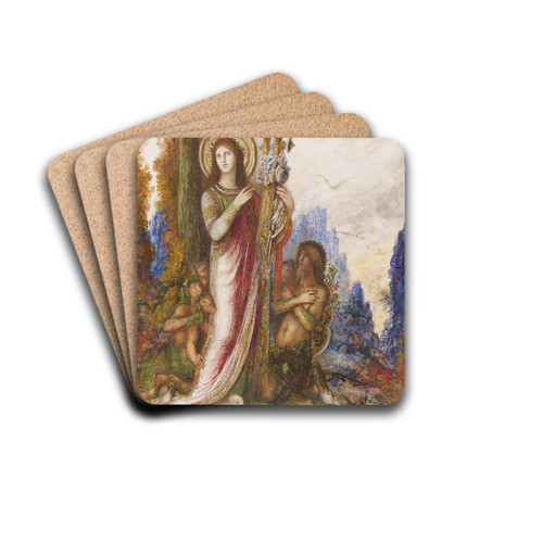Poet And Satyrs by Gustave Moreau Drink Coasters - set of 4