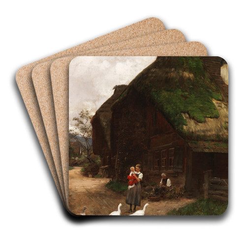 In der Dorfgasse by Wilhelm Hasemann Art Drink Coaster set In der Dorfgasse by Wilhelm Hasemann Art Drink Coaster set