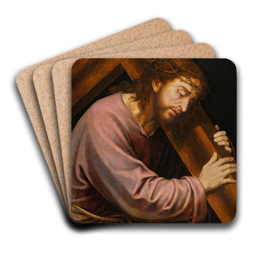 Christ Carrying The Cross by Joan Macip Art Drink Coaster set
