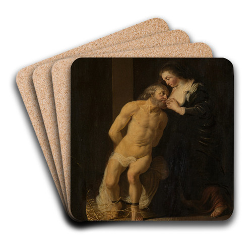 Kimon und Pero (Caritas Romana) by Christiaen van Couwenbergh Art Drink Coaster set