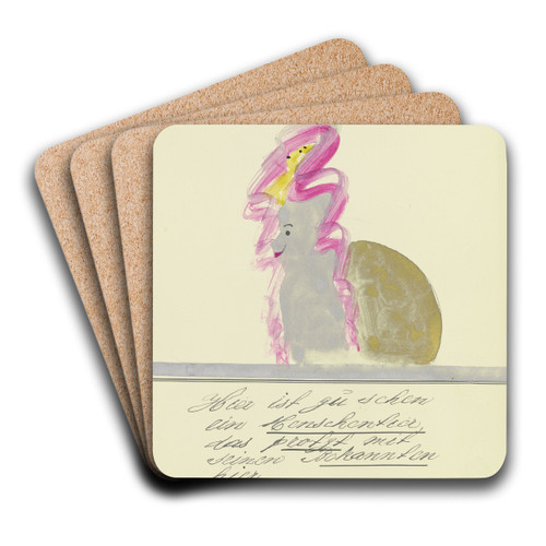 Hier ist zu sehen ein Menschentier ' by John Elsas Art Drink Coaster set