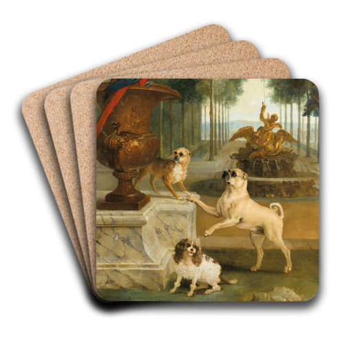 Three Dogs And A MacawIn A Park by Jean-Baptiste Oudry Art Drink Coaster set Three Dogs And A MacawIn A Park by Jean-Baptiste Oudry Art Drink Coaster set