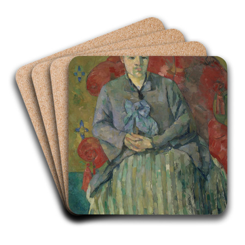 Madame Czanne in a Red Armchair by Paul Czanne Art Drink Coaster set