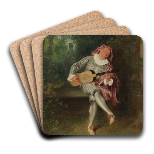Mezzetin by Jean-Antoine Watteau Art Drink Coaster set