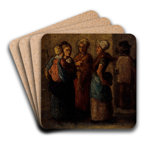 Groupe de femmes dans la rue. by Charles Raymond Chabrillac Art Drink Coaster set Groupe de femmes dans la rue. by Charles Raymond Chabrillac Art Drink Coaster set