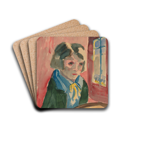 Woman At A Window by Walter Gramatt Drink Coasters - set of 4