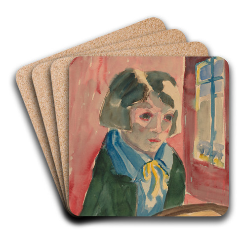 Woman At A Window by Walter Gramatt Art Drink Coaster set