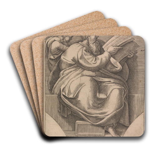 The Prophet Zachariah by Adamo Scultori Art Drink Coaster set