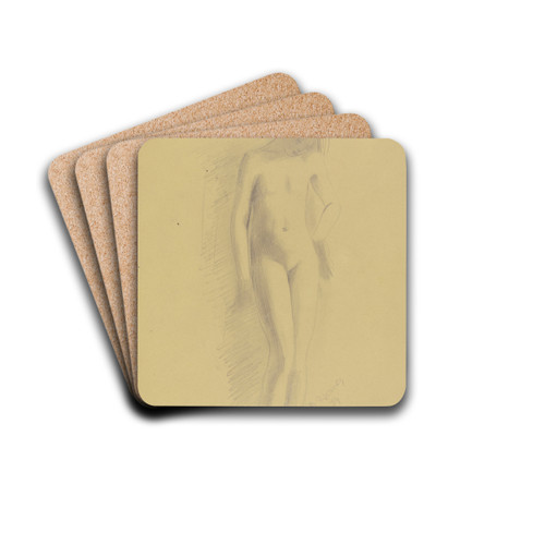 Weiblicher Akt, an der Wand stehend by Richard Martin Werner Drink Coasters - set of 4