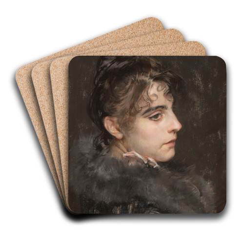 Portrait of a lady by Charles Hermans Art Drink Coaster set Portrait of a lady by Charles Hermans Art Drink Coaster set