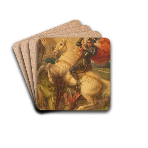 Saint George fighting the dragon by Kaspar Lessing Drink Coasters - set of 4