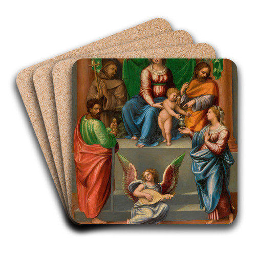The Madonnaand Child Enthroned, With Saintpaul, Saint Francis Of Assisi,saint Joseph Andmary Magdalen by Innocenzo da Imola Art Drink Coaster set The Madonnaand Child Enthroned, With Saintpaul, Saint Francis Of Assisi,saint Joseph Andmary Magdalen by Innocenzo da Imola Art Drink Coaster set