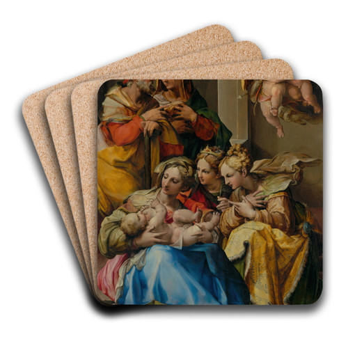 Holy Family with Saints Anne,Catherine of Alexandria and Mary Magdalene by Nosadella (Giovanni Francesco Bezzi) Art Drink Coaster set