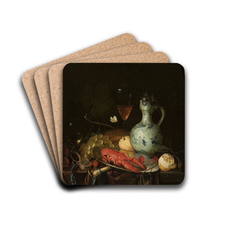 Still life with a watch by Nicolaes van Gelder Drink Coasters - set of 4