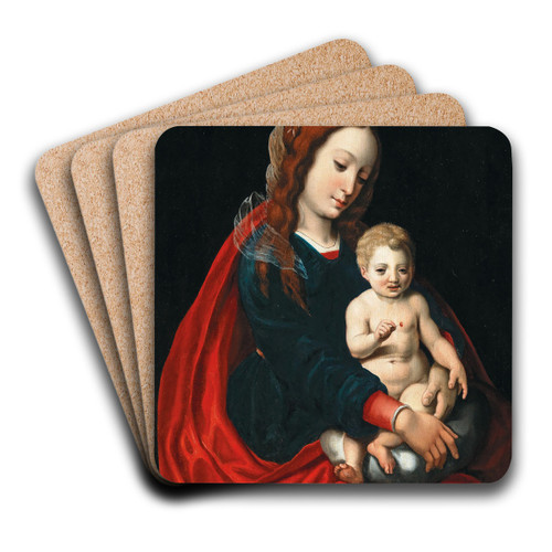 The Virgin and Child by Early Netherlandish School Art Drink Coaster set