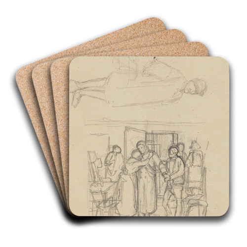 Group in a room by Jakob Becker Art Drink Coaster set