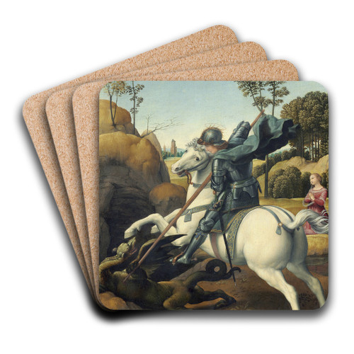 Saint George and the Dragon by Raphael Art Drink Coaster set