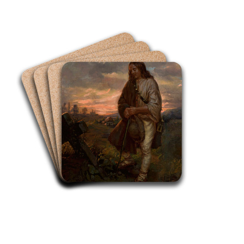 Highlander at a grave by Antoni Kozakiewicz Drink Coasters - set of 4 Highlander at a grave by Antoni Kozakiewicz Drink Coasters - set of 4