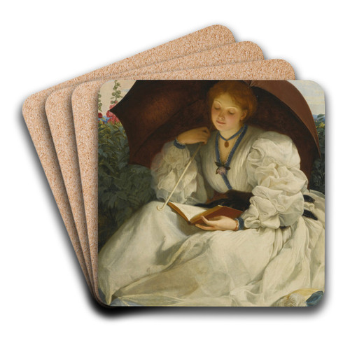 Reading On A Sunny Afternoon by Charles Edward Perugini Art Drink Coaster set Reading On A Sunny Afternoon by Charles Edward Perugini Art Drink Coaster set