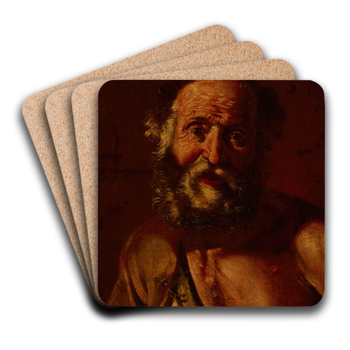 Bust of an Old Man (Head of a Beggar) by Pietro Bellotti Art Drink Coaster set Bust of an Old Man (Head of a Beggar) by Pietro Bellotti Art Drink Coaster set