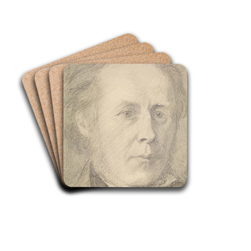 Portrait of Major Calder Campbell by Dante Gabriel Rossetti Drink Coasters - set of 4
