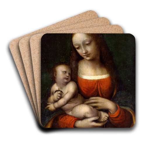 The Virgin and Child Icosidodecahedron by Giampietrino (Giovanni Pietro Rizzoli) Art Drink Coaster set